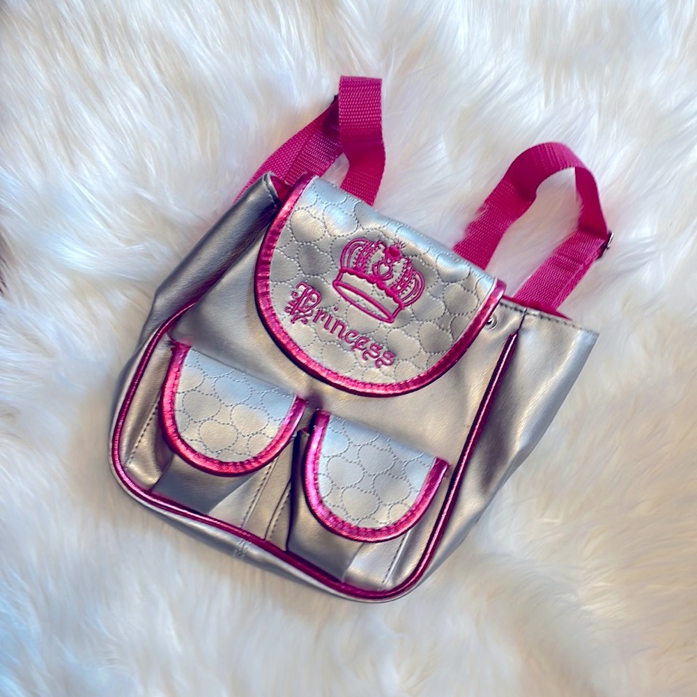 pink and silver princess fashion backpack